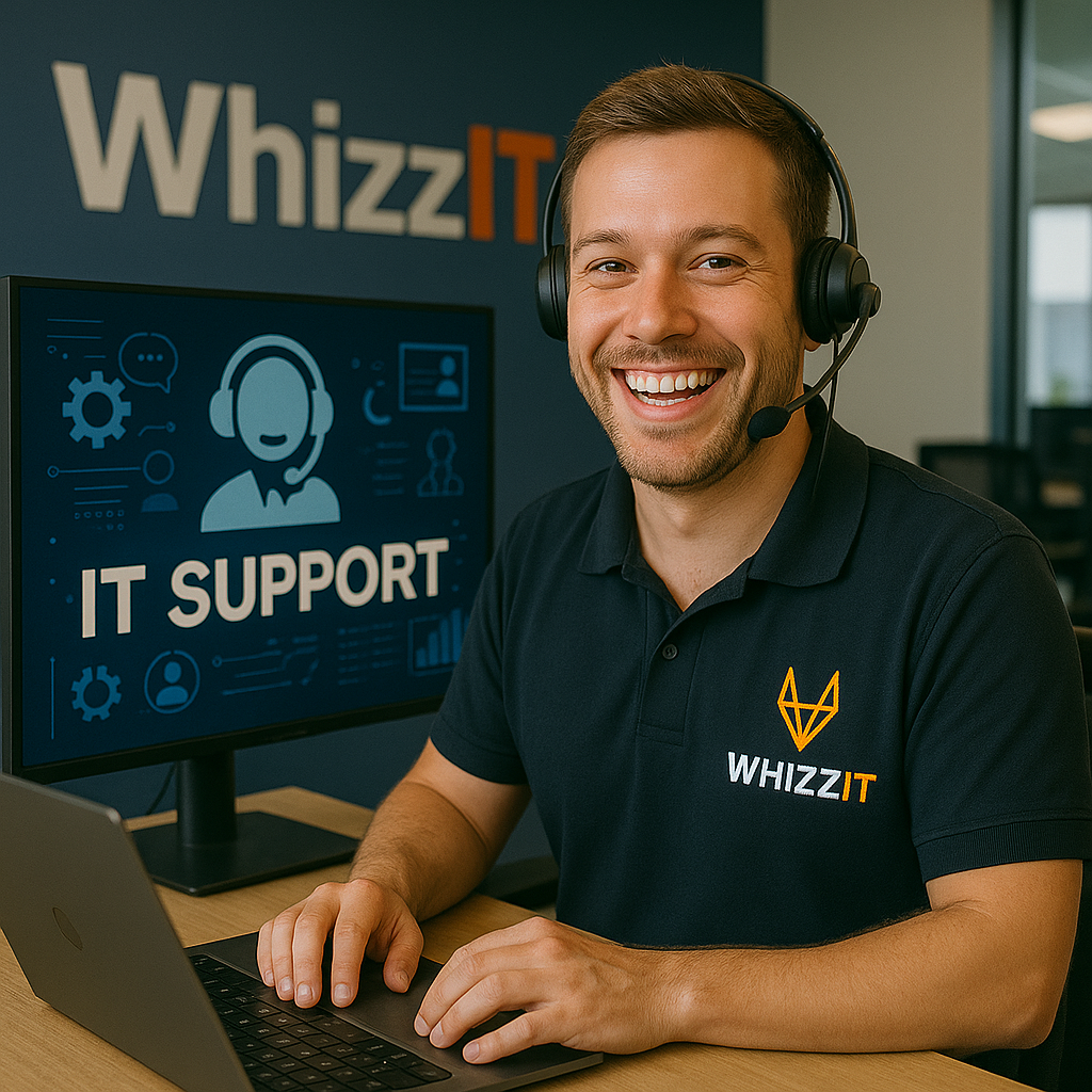 Happy Man performing IT Support